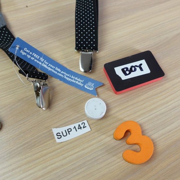 Suspender‎ Boy Black Clip On Y Back Polka Dots Adjustable Strap Stretch Elastic - Picture 7 of 7